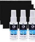 CamKix optical lens cleaner spray kit, 3 bottles with black microfiber cloth