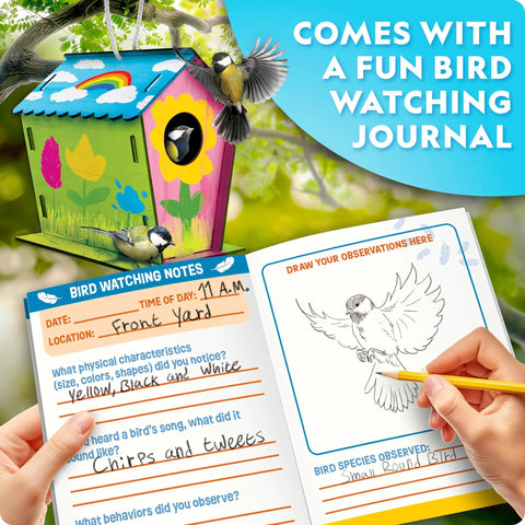 Fun DIY Wooden Birdhouse Kit For Kids And Families Build Your Own Birdhouse With Pre Cut Pieces And Paints For A Hands On Outdoor Habitat Project And Cozy Family Craft, painted birdhouse with bird watching journal