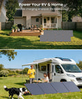 450W Portable Foldable Solar Panel Charger For Off Grid RV Power Backup IP68 Waterproof 38V N Type 16BB in garden and with RV