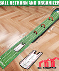 Pro Grade Golf Putting Mat With Gates And Mirror, Progressive Slope Design on wood floor, includes mirror and gate sizes