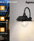 Solar Powered Barn Light Outdoor With Motion Sensor And 3 Lighting Modes, Vintage Wall Mount Waterproof Lamp in Rainy Weather