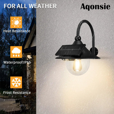 Solar Powered Barn Light Outdoor With Motion Sensor And 3 Lighting Modes, Vintage Wall Mount Waterproof Lamp in Rainy Weather