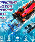 2.4GHz RC Boat With 22 Plus MPH Speed For Adults And Kids High Speed Remote Control Jet Boat shown with motor detail