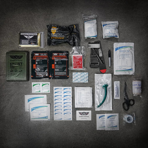 EVERLIT Advanced Emergency Trauma Kit with CAT GEN-7 tourniquet in OD Green mil-spec nylon laser-cut pouch and 36-inch splint