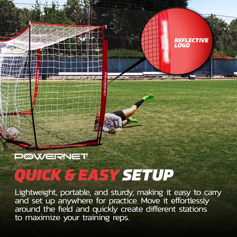 Portable 12x6 Foot Soccer Goal For Backyard Fun And Outdoor Training with easy setup net and ground stakes on a field