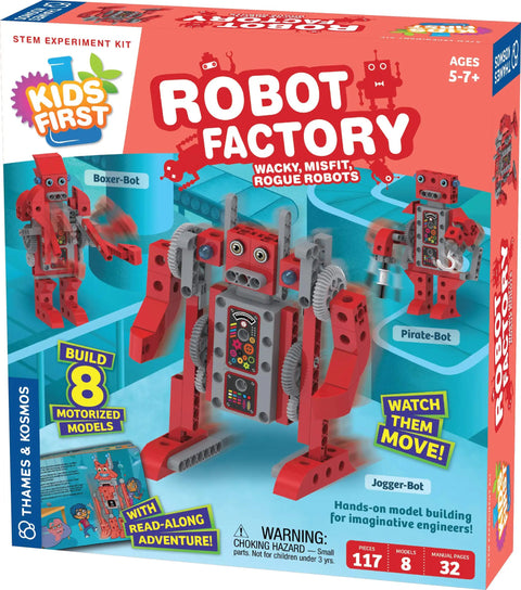 Hands On Robot Factory STEM Kit For Kids Ages Five And Up Build Eight Motorized Robots With A Storybook Guide box cover
