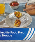 Breakfast burritos wrapped in No Fuss Pre Cut Pop Up Aluminum Foil Sheets 14 By 10.25 Inches Each Pack Of 5 50 Sheets Per Box 250 Total Easy Prep