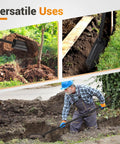 Narrow Trenching Spade With 56 Inch Long Handle, 4 Inch Wide V Shaped Blade used for digging trenches in garden.