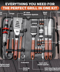 Ultimate Grill Master Gear Set for Blackstone Griddle Premium Stainless Steel BBQ Accessories with Wood Handles 24 Pack in case