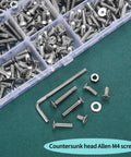 488 Piece M4 Screws Set With Bolts And Nuts Countersunk Hex Socket Flat Head Screws Assortment Includes Spanner