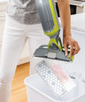 Disposable VACMOP Pad For All Floor Surfaces With Built In Dirt Chamber And Absorbent Mopping Layers White 10 Count Easy One Push Clean Up On Hard Floors, attached to mop head