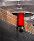 Pro Grade Top And Bottom Bearing Flush Trim Router Bit With Hi-Density Carbide For Template Work And Laminate Routing 1/2 Inch Diameter 1/4 Inch Shank 2 Cutters Model 50-501 in action on wood edge