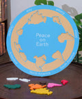 Big Hands On Seven Continents Puzzle Wooden World Map Board For Kids with labeled continents and removed knob pieces