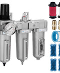Heavy Duty Three Stage 3/4 Inch NPT Air Drying System With Particulate Filter Coalescing Filter Desiccant Dryer And Air Regulator Metal Bowl Auto Drain Pro Grade For Paint Spray And Plasma Cutter
