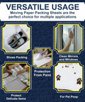 "Versatile usage options for 13 By 12 Inch White Packing Paper Sheets, 100 Count, including shoe packing, cleaning, and protection."