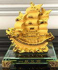 Gold Dragon Feng Shui Sailing Ship Statue For Home And Office Decor Boosts Fortune, Success, And Prosperity Dope Gift