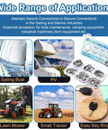 66 Piece Stainless Steel Cotter Ring Kit In 5 Sizes With 316 Grade Pins in storage case with images of sailing boat, RV, mower, tractor, and key ring.