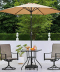 Heavy Duty Round Umbrella Base With 4 Lockable Rolling Wheels And 2 Knobs, 45 Lb Weatherproof Resin Iron Stand For 20 Inch Market Patio Umbrellas in garden setting