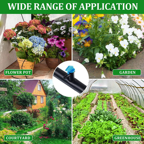 60 Piece Drip Emitter Garden Irrigation Set With Flag Drippers In 3 Sizes for flowers, gardens, courtyards, greenhouses