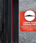 20 Foot PVC Rubber Garage Threshold Seal With Raised Edge And Red Safety Strip on concrete floor