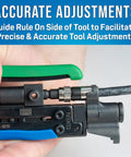 Universal Dual Head Coaxial Compression Tool For F BNC And RCA Connectors demonstrating precise adjustments