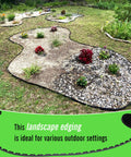 2.5 Inch Tall Black Landscape Edging Kit With 100 Ft Roll bordering flower beds in a garden setting