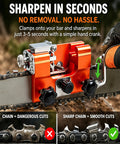 Klampero Chainsaw Sharpener Manual Chain Saw Sharpener Tool Portable Kit attached to a chainsaw for precise sharpening