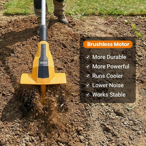 Brushless Tiller Cultivator Cordless Garden Rototiller For 20V Max Battery Tool Only No Gas in action tilling soil