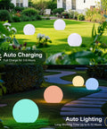 Solar Ball Light 12 Inch LED Outdoor Table Lamp 16 RGB Colors Dimmable Globe Light With Remote Decor on garden path