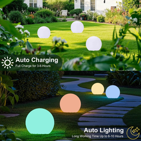 Solar Ball Light 12 Inch LED Outdoor Table Lamp 16 RGB Colors Dimmable Globe Light With Remote Decor on garden path