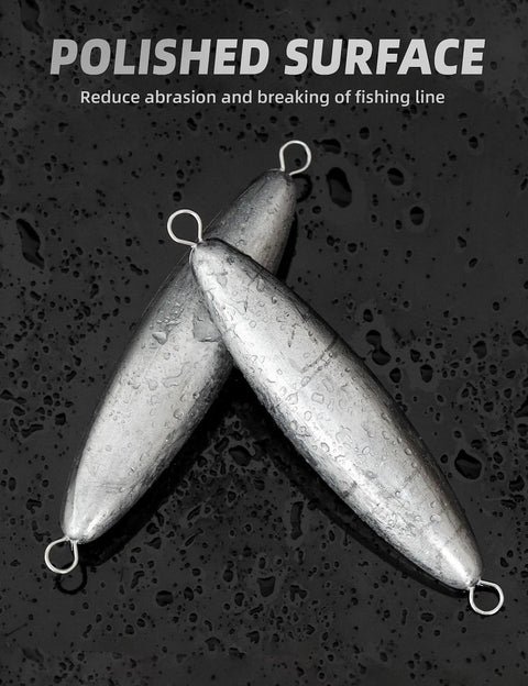 Through Wire Torpedo Sinker Bullet Lead Fishing Weight For Saltwater Double Ringed 16 Oz Pack Of 2 on wet surface