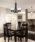 Five Light Indoor Chandelier In Oil Rubbed Bronze Finish With White Alabaster Glass For Living Room Or Foyer