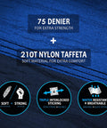 Close-up of blue 210T nylon texture on Two Person Double Camping Hammock With Lightweight Parachute Nylon 210T Includes Tree Straps And Carabiners Portable Travel Hammock For Backpacking Hiking Camping And Patio Ultra Comfortable With Easy Setup