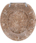 Round Resin Toilet Seat With Heavy Duty Chrome Hinges Sea Isle Coastal Bath Decor Standard 16.5 Inch Durable Weighted Base