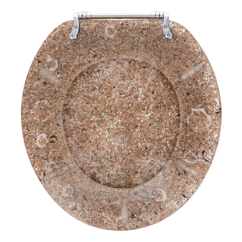 Round Resin Toilet Seat With Heavy Duty Chrome Hinges Sea Isle Coastal Bath Decor Standard 16.5 Inch Durable Weighted Base