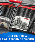 Learning guide for 4 Cylinder Engine Building Kit With 175 Pieces, Working Visible Engine Model, showcasing engine history