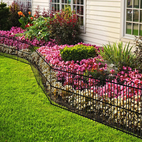 Keep Pups From Digging With This No Dig Animal Barrier Fence 25 Panels 32In Tall By 49Ft Long Rustproof Metal Stakes Decorative Garden Border Fencing