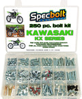 Beefed Up KX Bolt Kit For Kawasaki Two Stroke Dirt Bikes 250 Piece Flange Bolts Nuts Washers Cap Nuts Storage Box