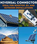 Four solar installations using T Branch Solar Connector Plug And Play 1 To 4 For Solar Panels with RV, home, and farm arrays.