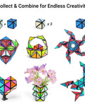 Glow In The Dark Magnet Pyramid Cube 12 Piece With 243 Rare Earth Magnets Transforms Into Shapes From Bunny To Flowers and Hearts