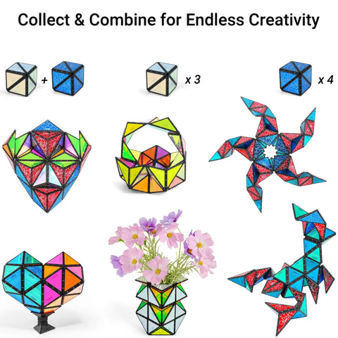 Magnet Pyramid Fidget Toy With 243 Rare Earth Magnets That Spark Endless Shapes Glows In The Dark Holographic Design And Spinner