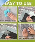 Instructions for using No Slip Rug Grippers Kit With 16 Large Double Sided Carpet Tape Strips, Reusable And Easy To Remove.