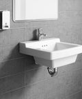 Public Restroom Pillar Tap Metering Faucet With Extended Spout Chrome Finish 0.5 GPM Auto Shutoff Vandal Resistant