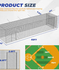 Dimensions of Batting Cage Net 35x12x12 Ft With 2 In 1 Movable Inner Net for solo or team practice, field layout included