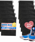10 Pack Non Mesh Solid Travel Shoe Bags Set Waterproof Drawstring Sneaker Storage Organizer 11.8 x 15.75 Inches with sneakers