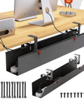 Under Desk Cable Management Tray With Fabric Wire Organizer Clamp Or Screw Mount Hidden Cord Raceway For Office And Home Black