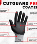 Pro Grade Cut Resistant Work Gloves With Nitrile Grip, Waterproof Palms And Breathable Latex Free Design, touchscreen Tips