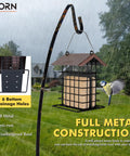 Outdoor Suet Feeder With Squirrel Proof Hook For Birds All Metal Roofed Cage Feeder weatherproof and woodpecker friendly.