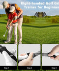 Man helping child use Retractable Golf Swing Training Aid For Beginners With Instant Click Feedback, Grip Trainer in field