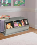 Stackable 3 Bin Storage Cubby For Toys And Crafts, Wide Mouth Bins, No Fuss Expandable Design, Solid Panel Construction
